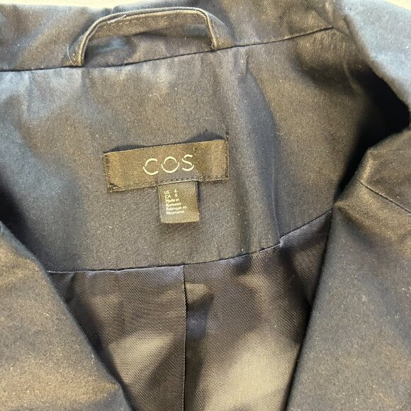 COS Mid-length Navy Cotton Overcoat with buttons Size 6 - Picture 4 of 7